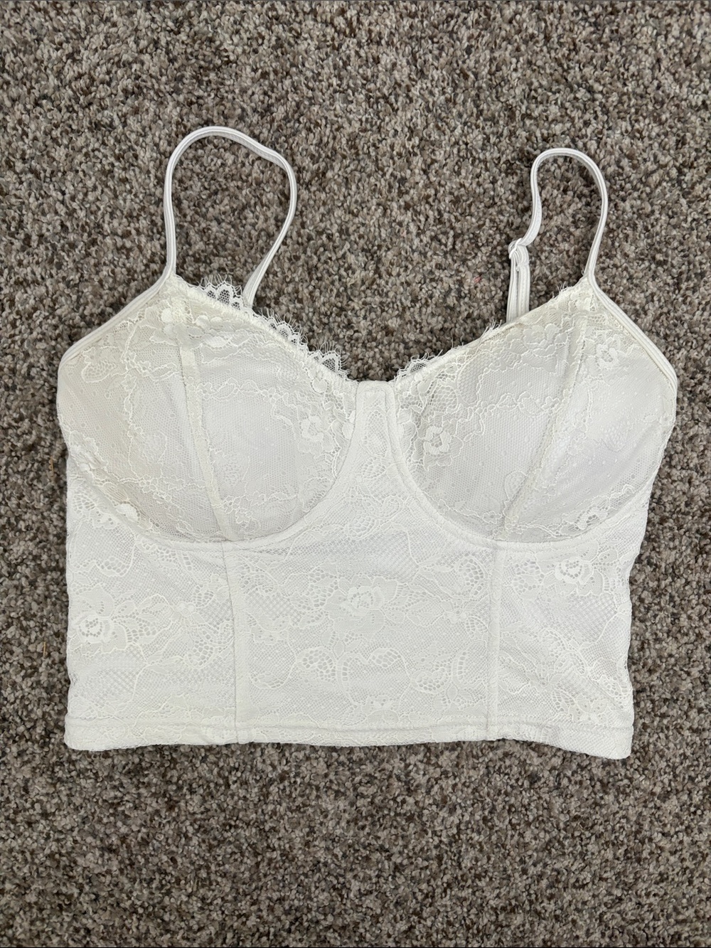 Klassy Network Lace Longline Camisole Crop Top in Cream